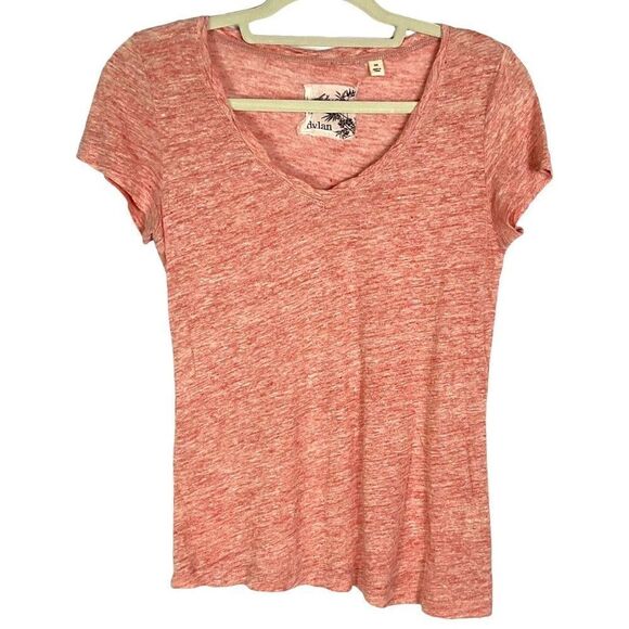 Dylan 100% Linen Faint Red, V-neck Tee, size XS - Picture 1 of 7